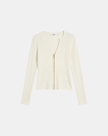 Gilet Noun Gilet zipé en viscose écru ZAPA