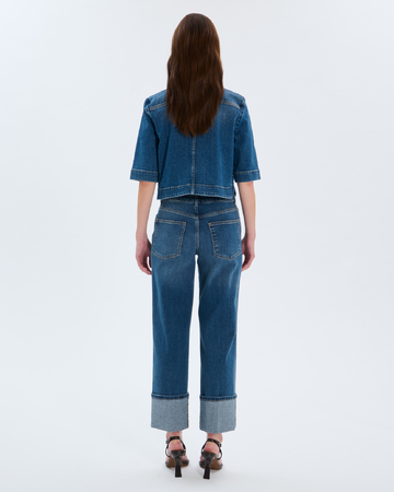Jean Popus Jean droit en coton bleu ZAPA