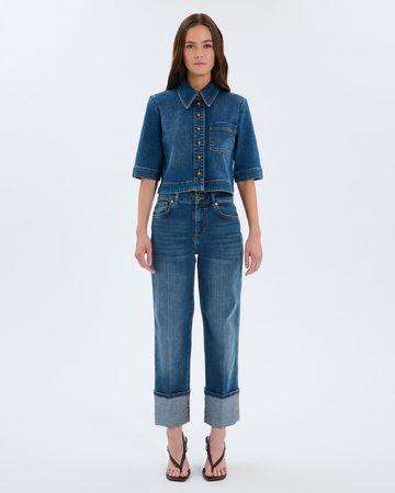 Jean Popus Jean droit en coton bleu ZAPA