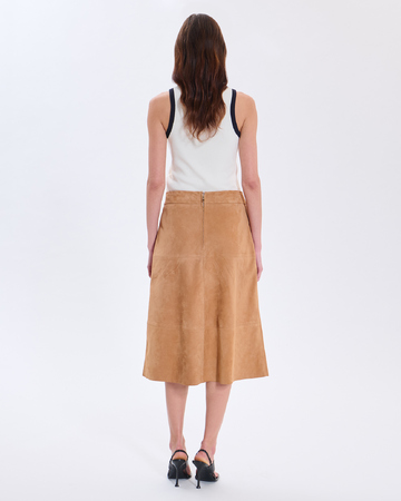 Jupe Jennie Jupe en cuir su&eacute;d&eacute; beige ZAPA