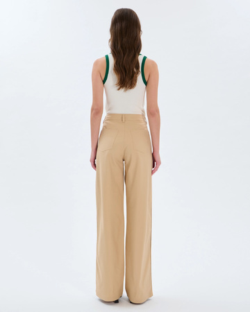 Pantalon Prince Pantalon &agrave; pinces en coton sable ZAPA