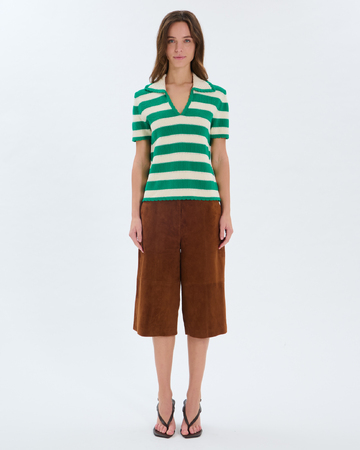 Pull Nickle Polo crochet en coton vert tennis ZAPA