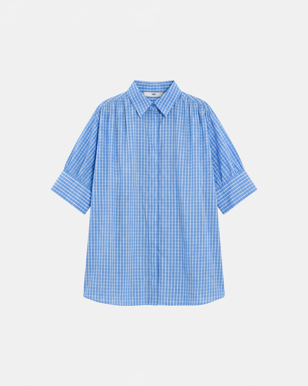 Chemise Catell Chemise en coton &agrave; carreaux bleu ZAPA