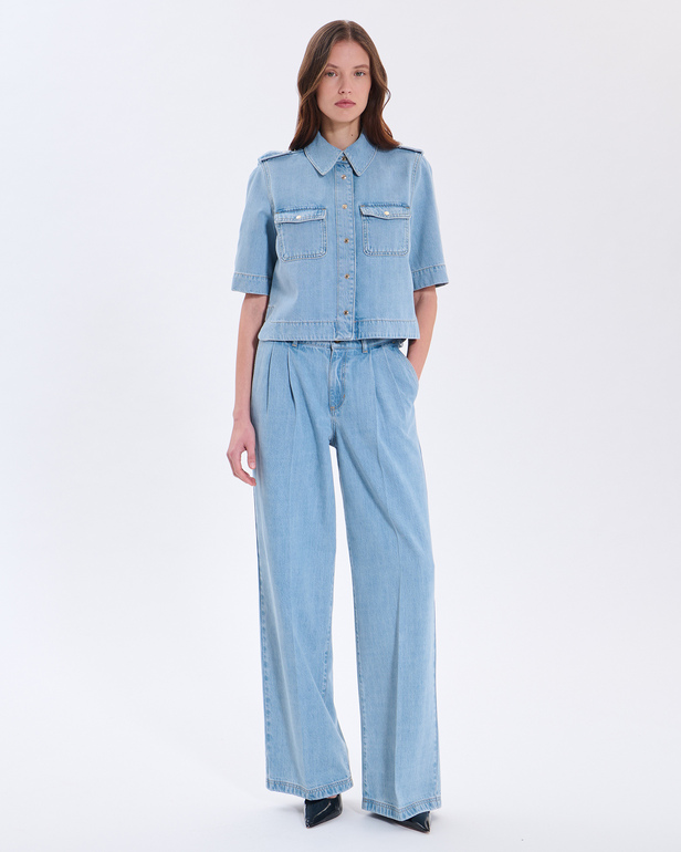 Chemise Celeste Chemise en coton bleu clair ZAPA