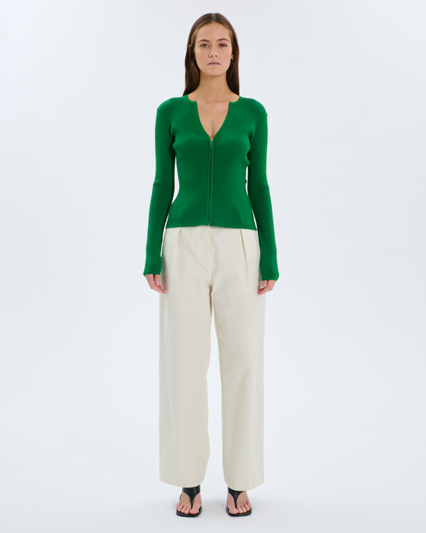Gilet Noun Gilet zip&eacute; en viscose vert tennis ZAPA
