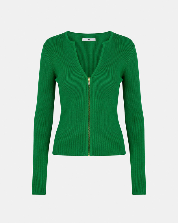 Gilet Noun Gilet zip&eacute; en viscose vert tennis ZAPA