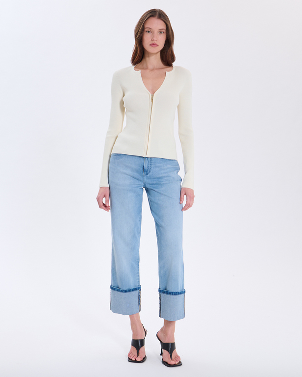 Gilet Noun Gilet zip&eacute; en viscose &eacute;cru ZAPA