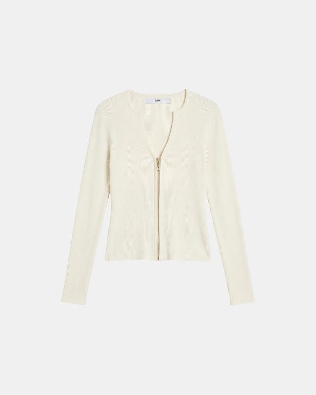 Gilet Noun Gilet zip&eacute; en viscose &eacute;cru ZAPA