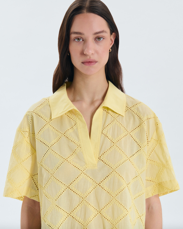 Chemise Teyma Chemise jaune brod&eacute;e manches courtes ZAPA