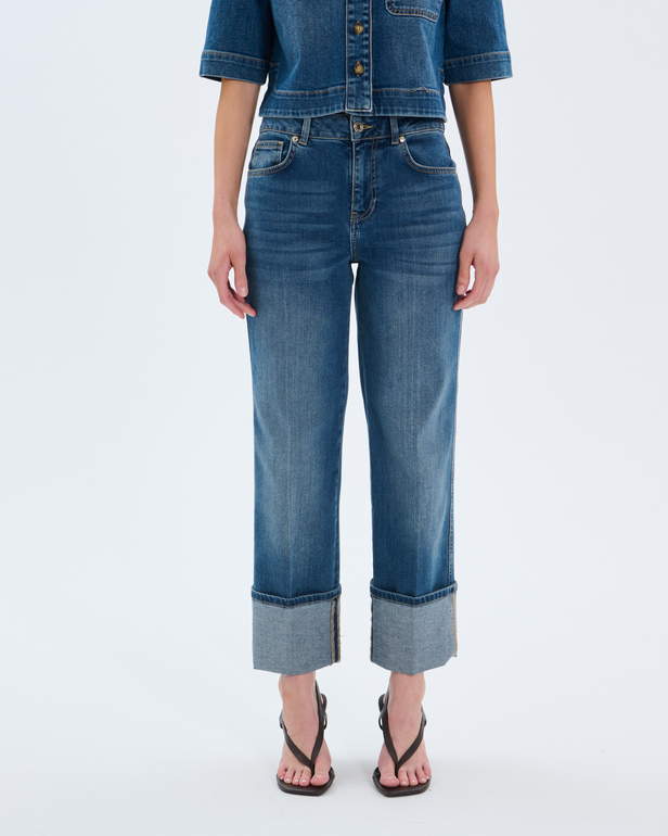Jean Popus Jean droit en coton bleu ZAPA
