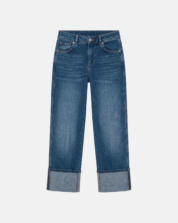 Jean Popus Jean droit en coton bleu ZAPA