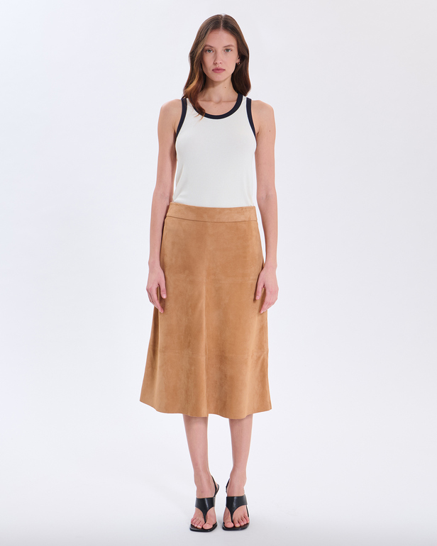 Jupe Jennie Jupe en cuir su&eacute;d&eacute; beige ZAPA