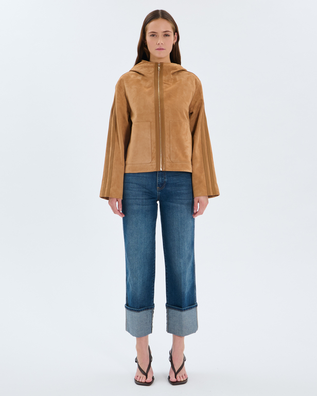 Veste Monique Veste en cuir de ch&egrave;vre sable ZAPA