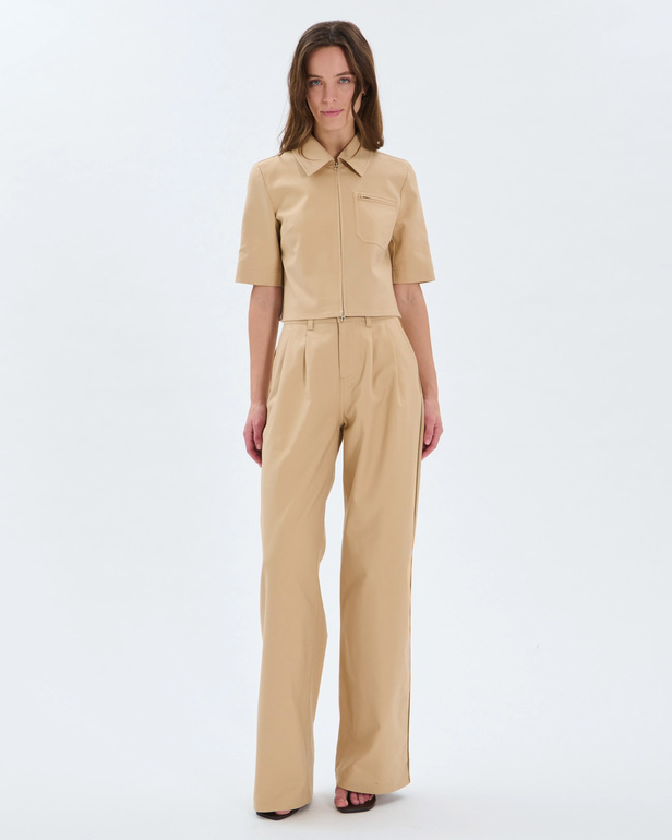 Pantalon Prince Pantalon &agrave; pinces en coton sable ZAPA