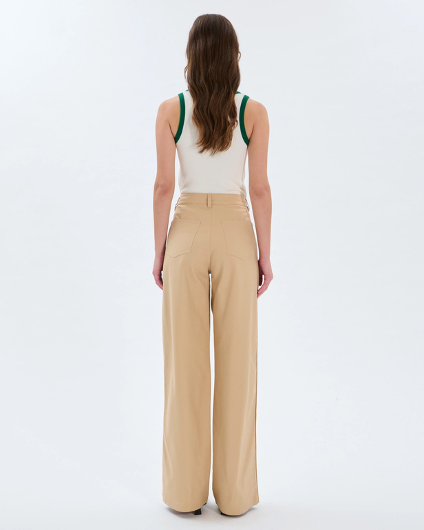 Pantalon Prince Pantalon &agrave; pinces en coton sable ZAPA