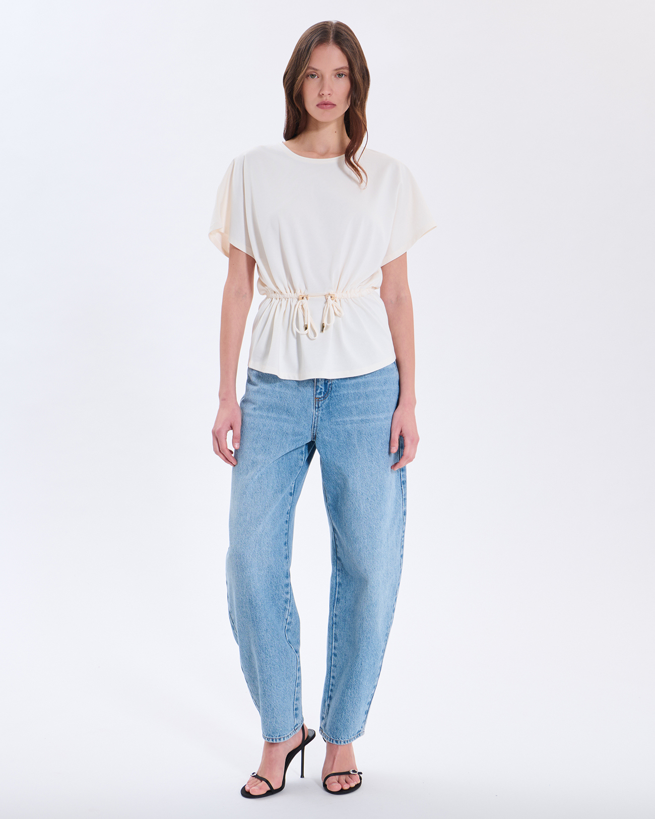Top Toria Top &eacute;cru en coton &agrave; taille resserr&eacute;e ZAPA