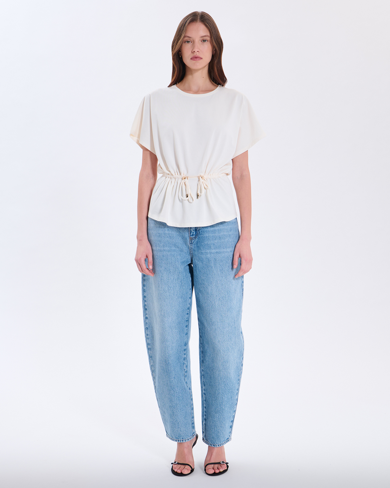 Top Toria Top &eacute;cru en coton &agrave; taille resserr&eacute;e ZAPA