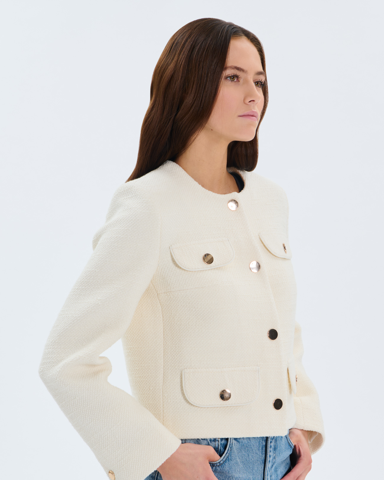 Veste Valsa Veste en tweed &eacute;cru ZAPA