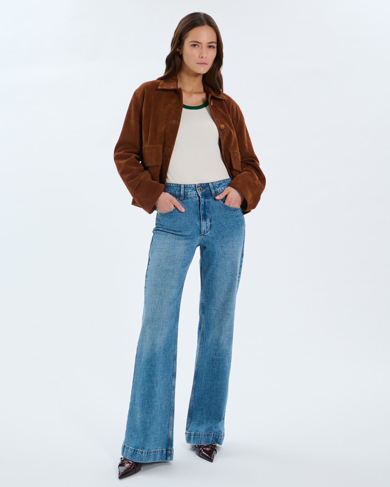 Veste Vita Veste en cuir de ch&egrave;vre acajou ZAPA
