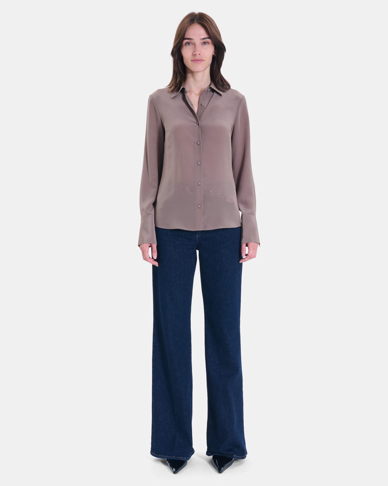 Chemise Calvyn Chemise en soie &agrave; manches longues brume ZAPA