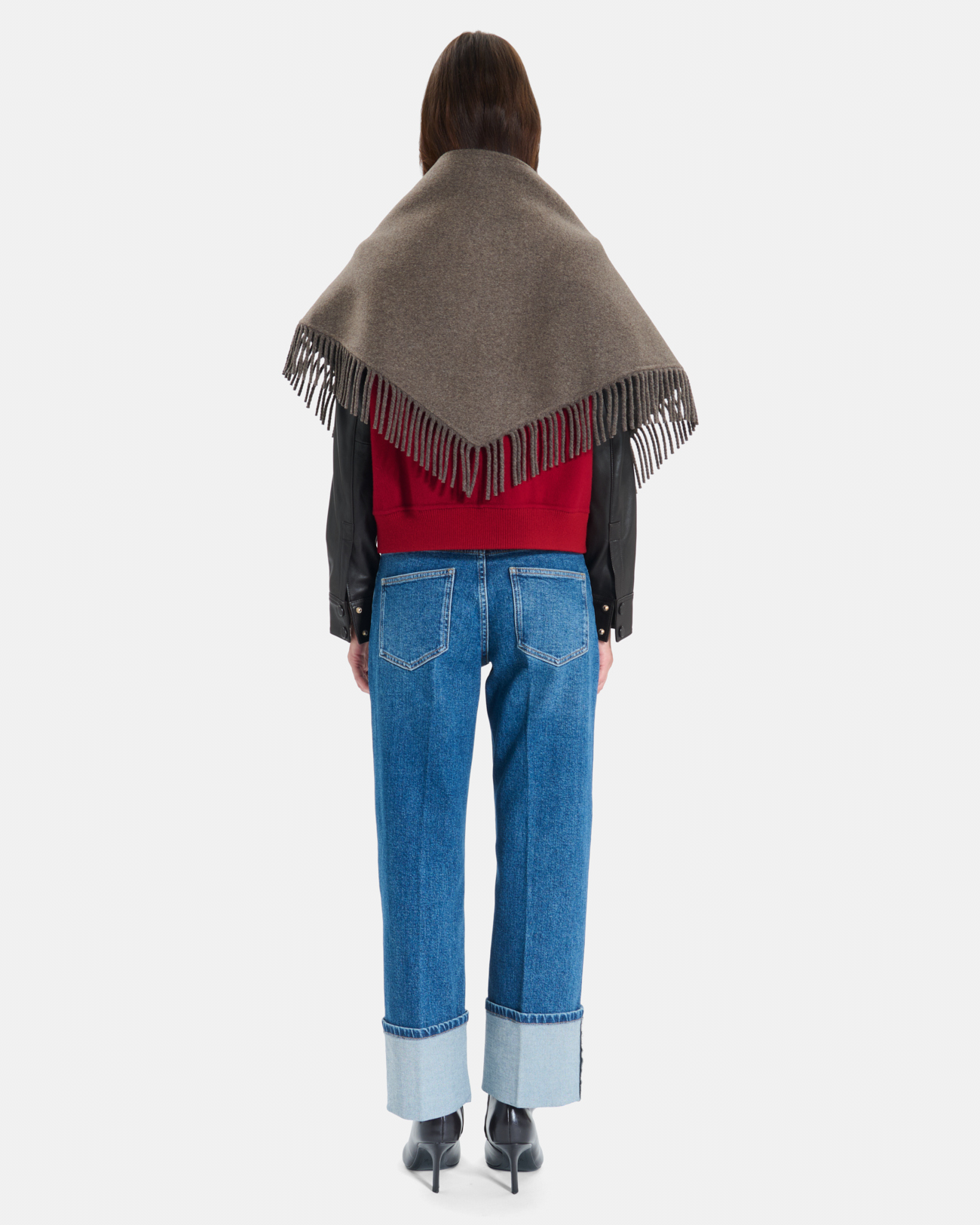 Echarpe Eliot &Eacute;charpe poncho en laine noisette &agrave; franges ZAPA