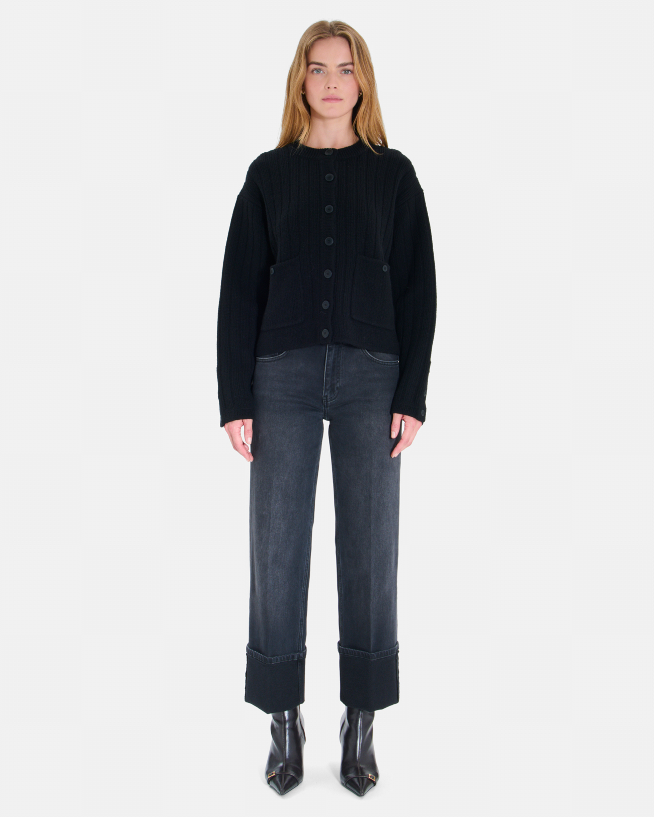 Gilet Gelina Gilet noir en laine m&eacute;rinos ZAPA