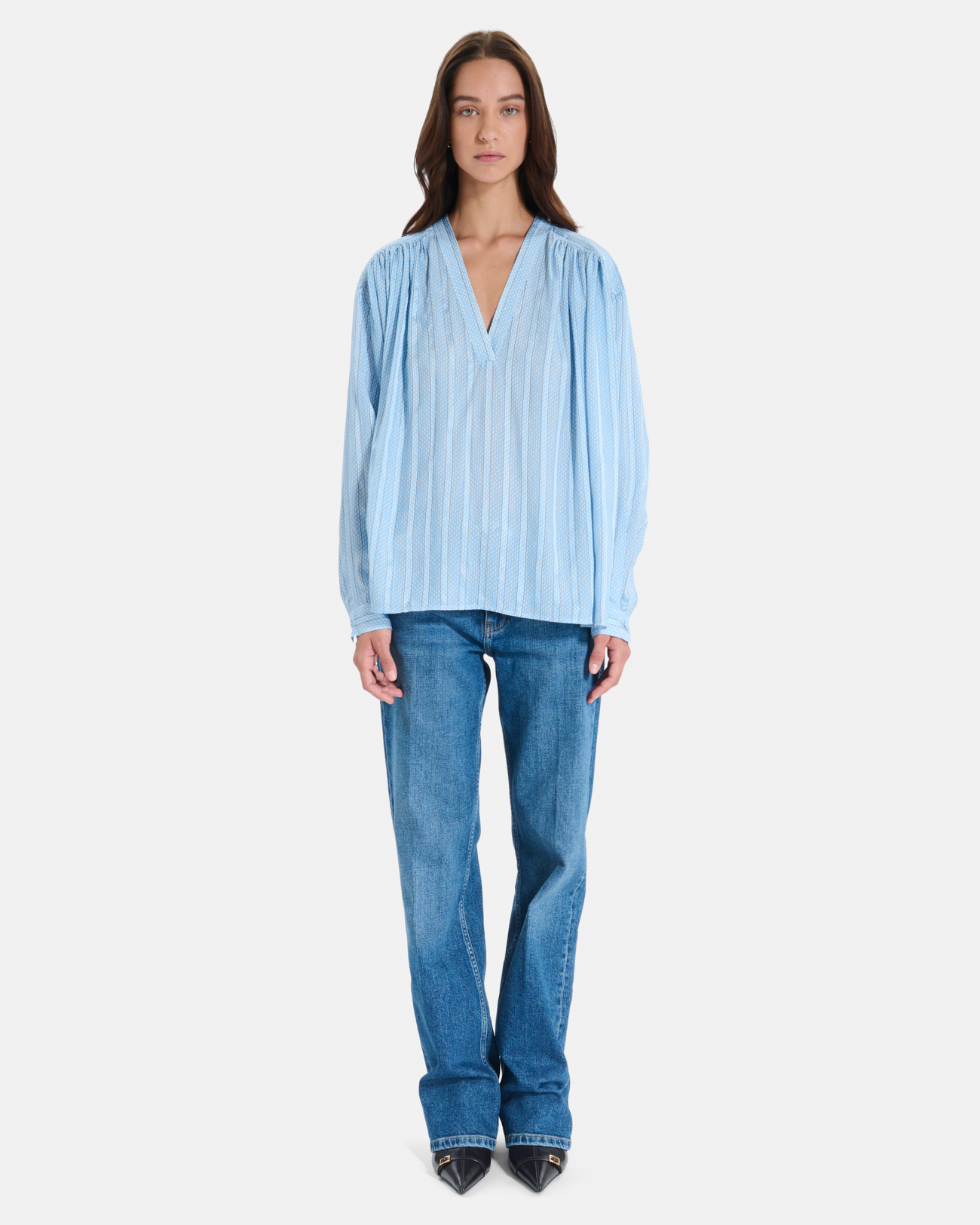 Blouse Brielle Blouse fluide manches longues col V &agrave; rayures ZAPA