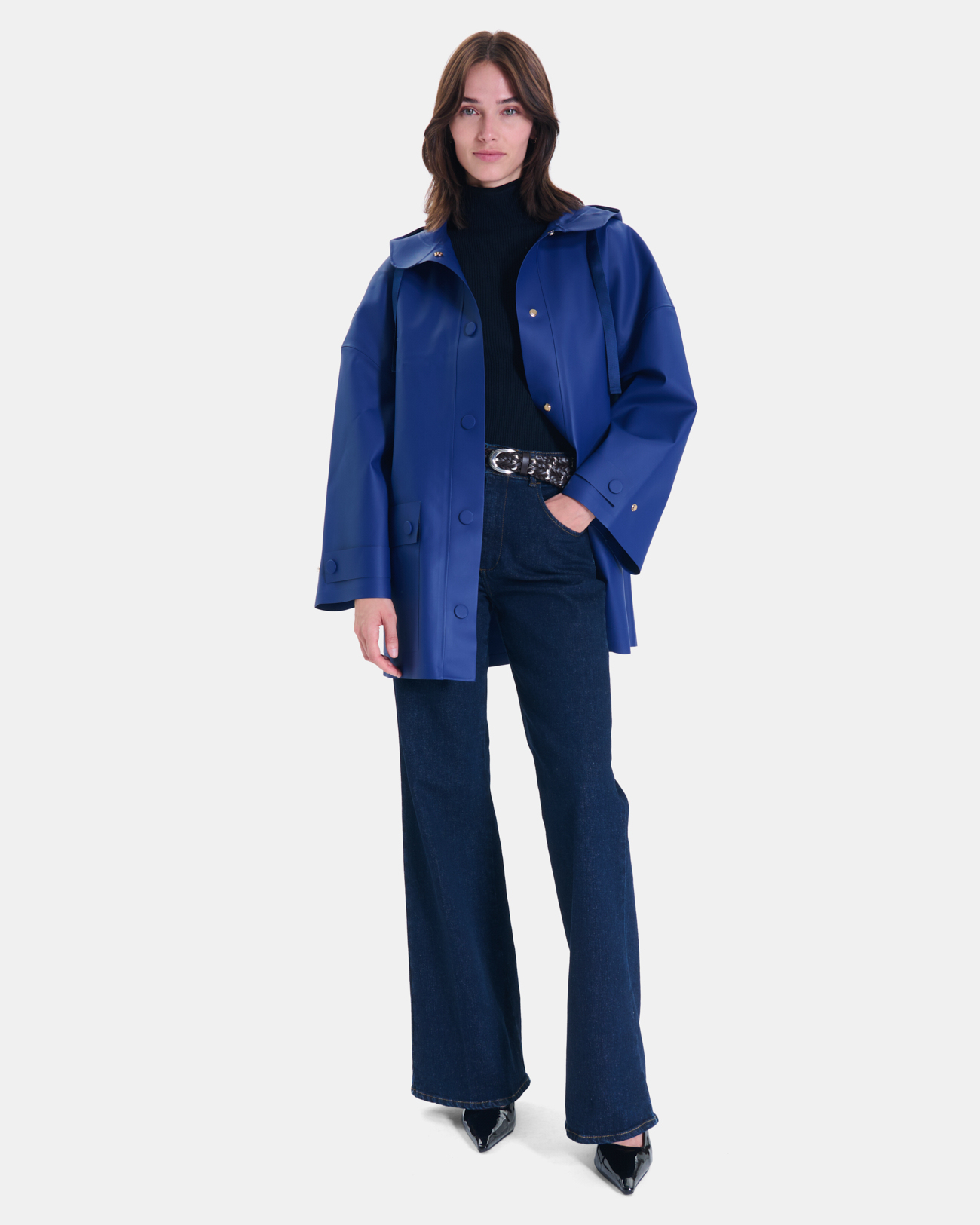 Trench Tim Trench-coat bleu roi &agrave; capuche ZAPA