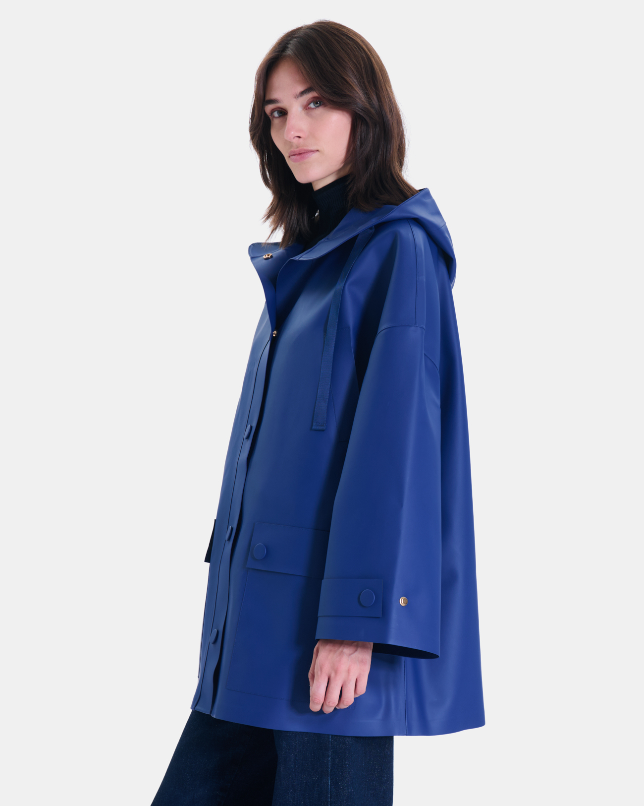 Trench Tim Trench-coat bleu roi &agrave; capuche ZAPA