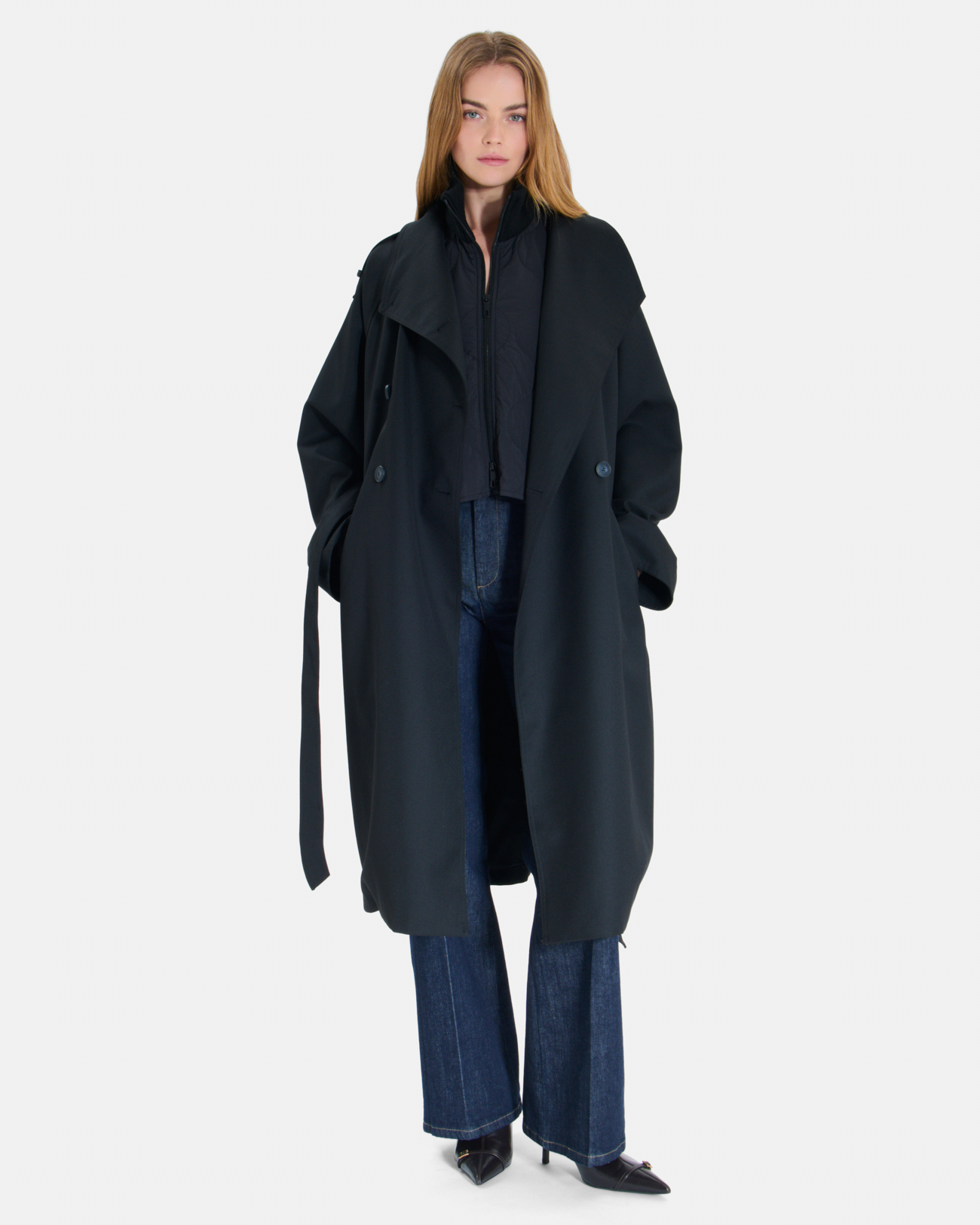 Trench Tybalt Trench-coat long noir &agrave; double boutonnage ZAPA