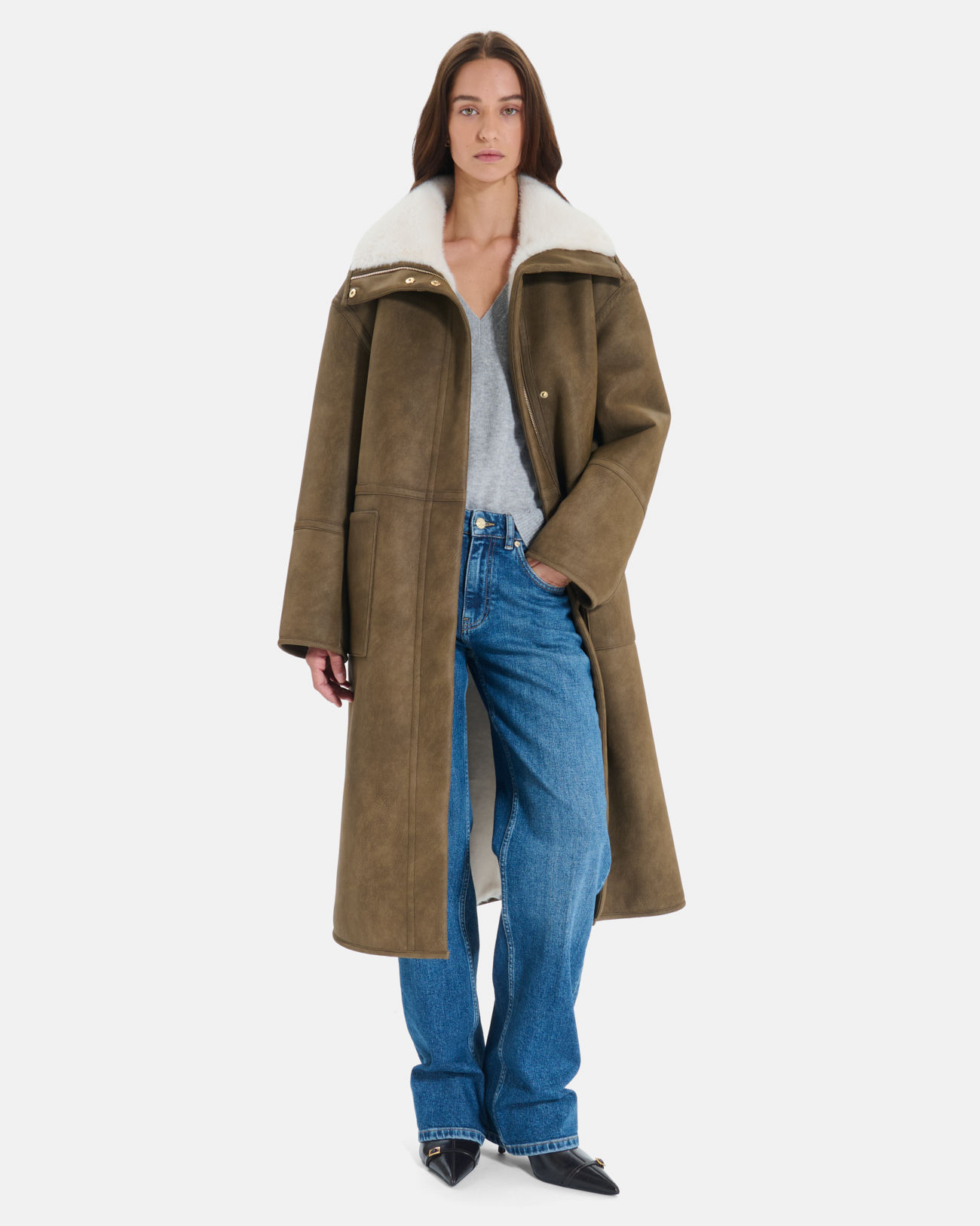 Manteau Matisse Manteau kaki &agrave; capuche contrast&eacute;e ZAPA