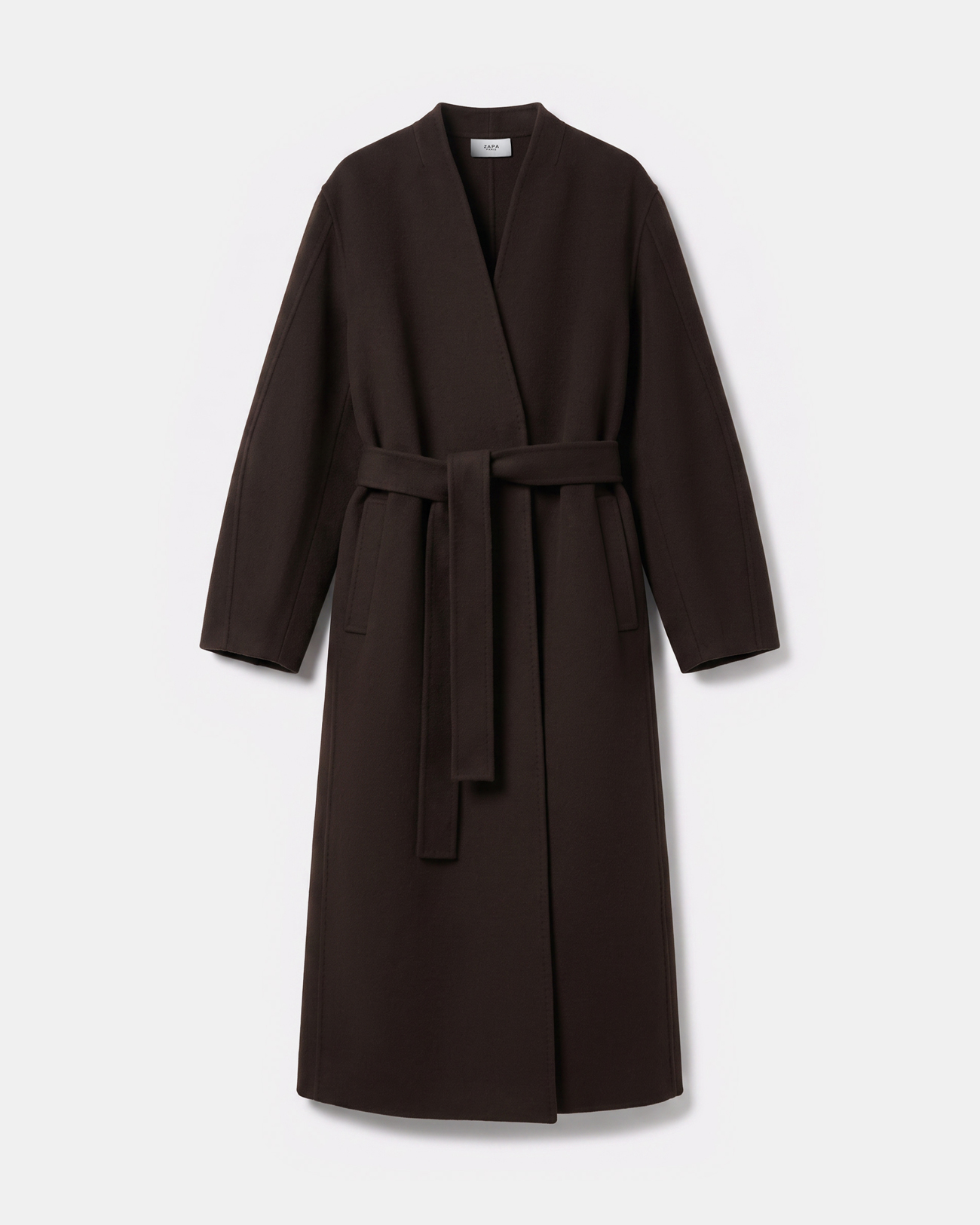 Manteau Melvyne Manteau long chocolat en laine ZAPA