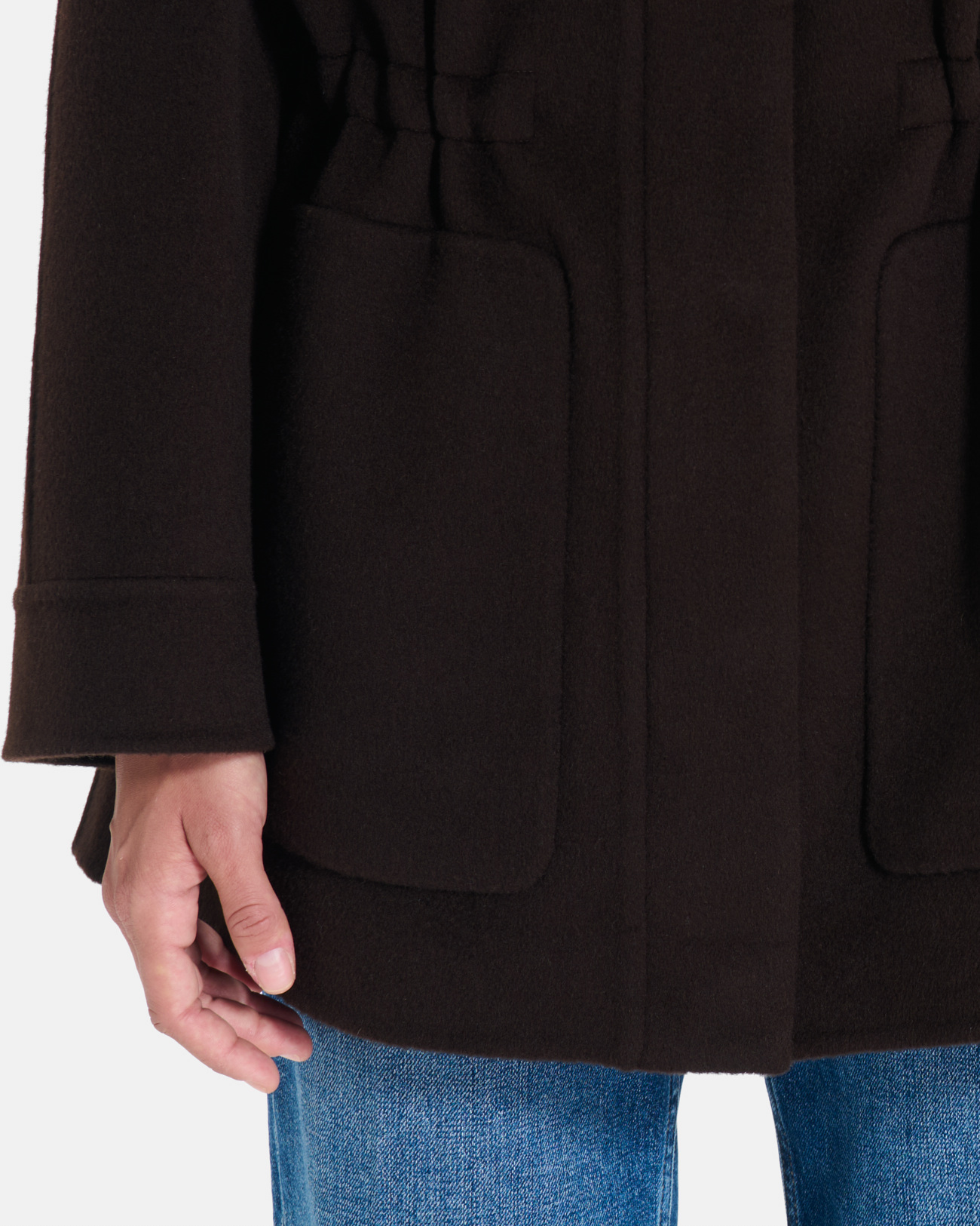 Manteau Malorie Manteau en laine chocolat &agrave; manches amovibles ZAPA