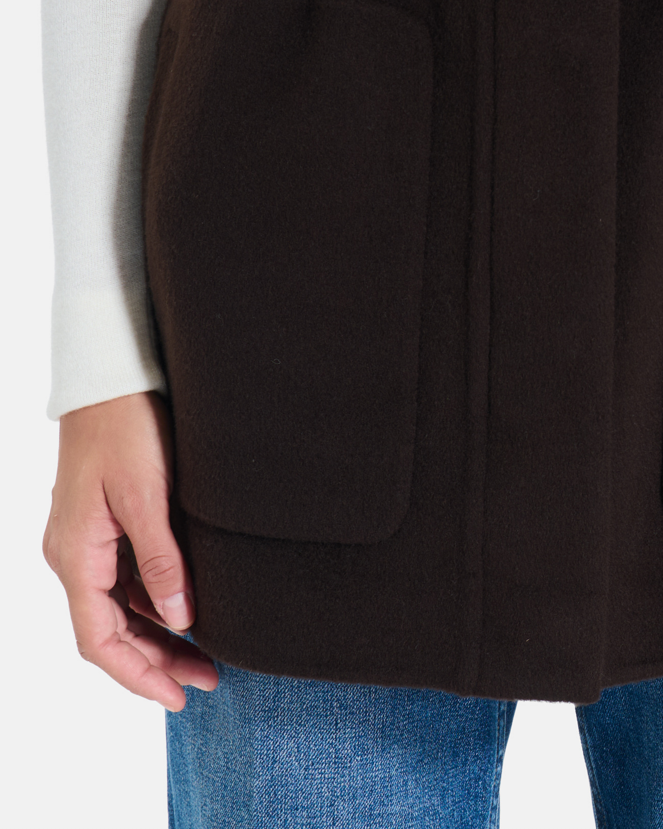 Manteau Malorie Manteau en laine chocolat &agrave; manches amovibles ZAPA