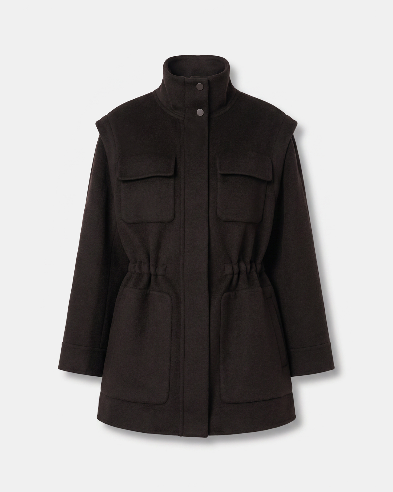 Manteau Malorie Manteau en laine chocolat &agrave; manches amovibles ZAPA