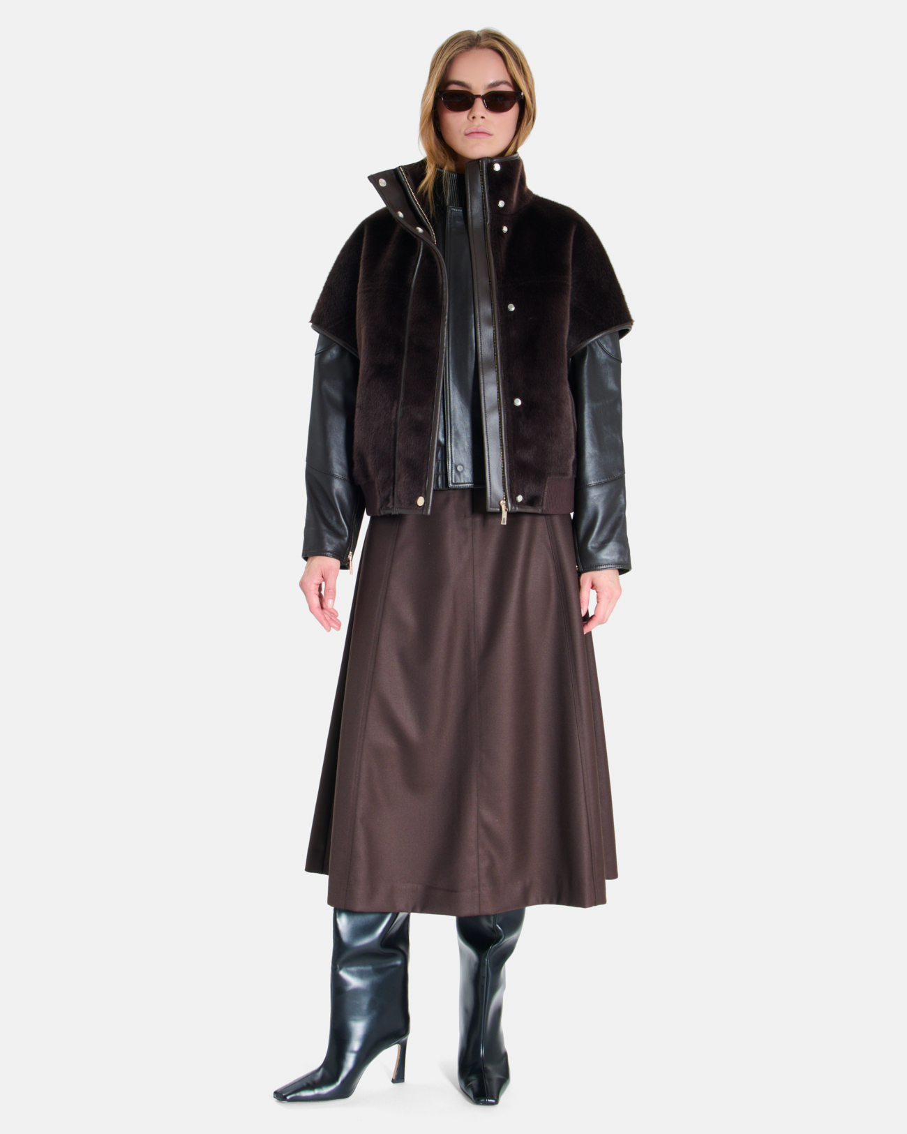 Manteau Charles Cape chocolat &agrave; col montant ZAPA