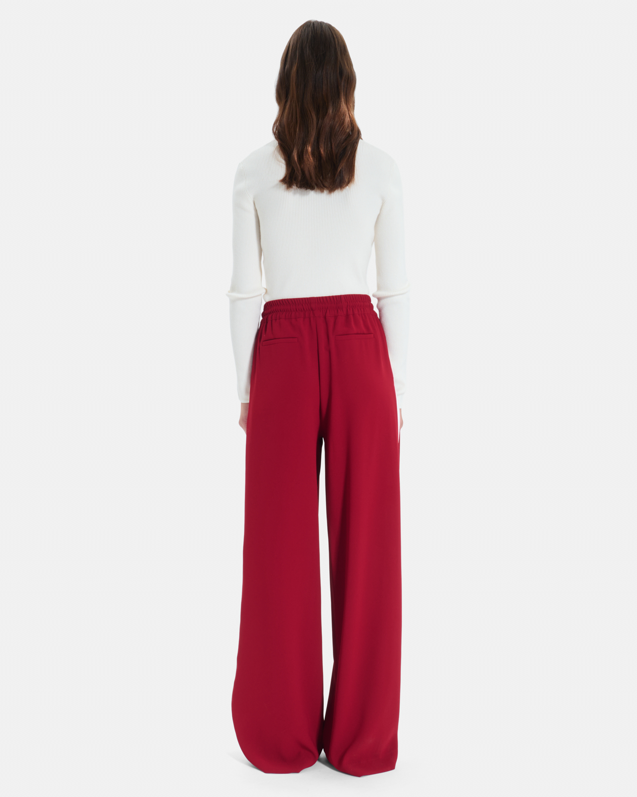 Pantalon Posy Pantalon fluide &agrave; lien et bandes contrast&eacute;es rouge carmin ZAPA