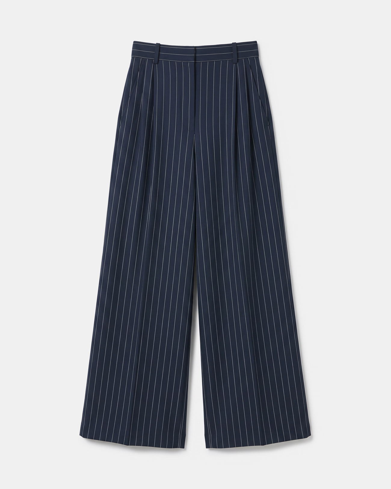 Pantalon Paper Pantalon large &agrave; rayures bleu marine ZAPA