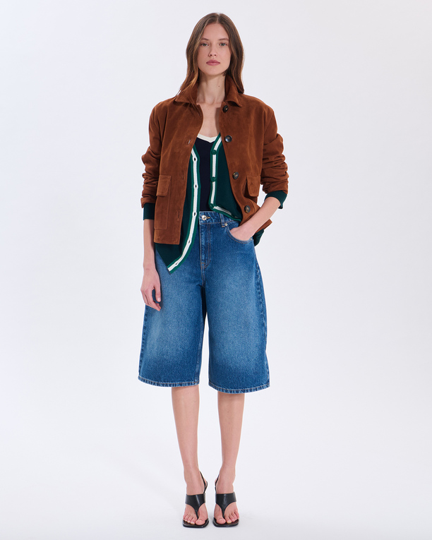 Jean Bermuda Jean en coton bleu ZAPA