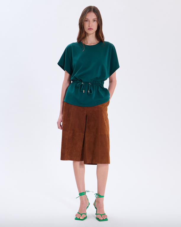 Top Toria Top vert en coton à taille resserrée ZAPA