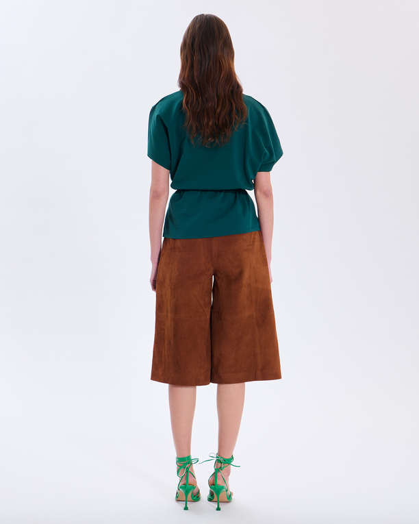 Top Toria Top vert en coton à taille resserrée ZAPA