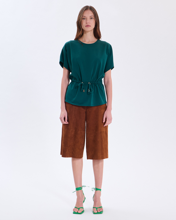 Top Toria Top vert en coton à taille resserrée ZAPA