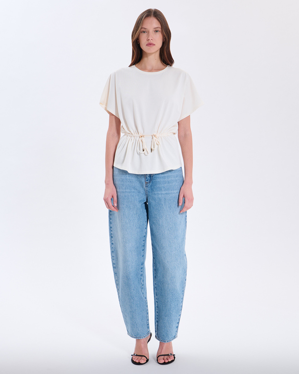 Top Toria Top écru en coton à taille resserrée ZAPA