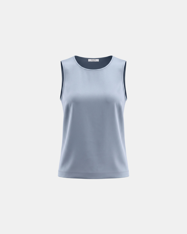 Top Toy Top en viscose satiné sans manches bleu denim ZAPA