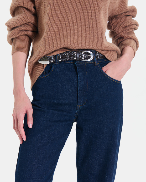 Ceinture Crown Ceinture tressée en cuir chocolat ZAPA