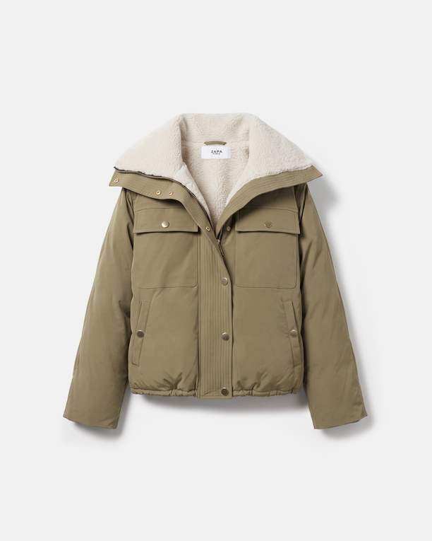Doudoune Blondie Blouson kaki court matelassé col montant ZAPA