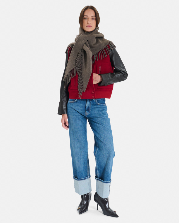 Echarpe Eliot Écharpe poncho en laine noisette à franges ZAPA