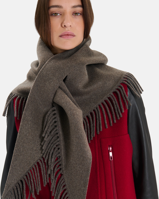Echarpe Eliot Écharpe poncho en laine noisette à franges ZAPA