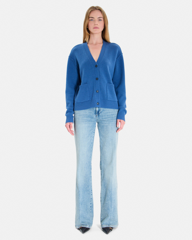 Gilet Gatty Gilet col V boutonné indigo en laine touché cachemire ZAPA