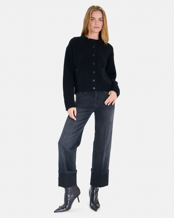 Gilet Gelina Gilet noir en laine mérinos ZAPA